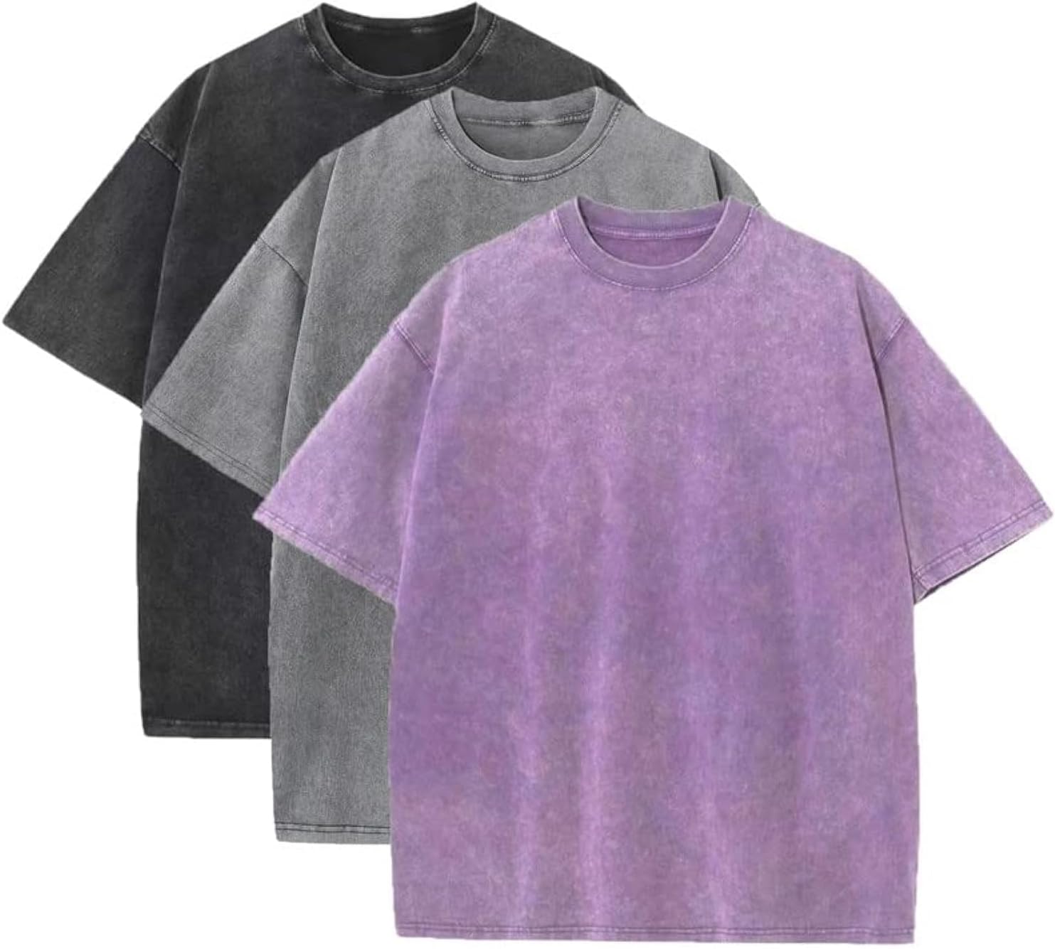 3 Pcs Men's Oversized Heavy Cotton Summer T-Shirts Vintage Tee Loose Fit Short Sleeve Casual Tshirts for Men Women - Image 9