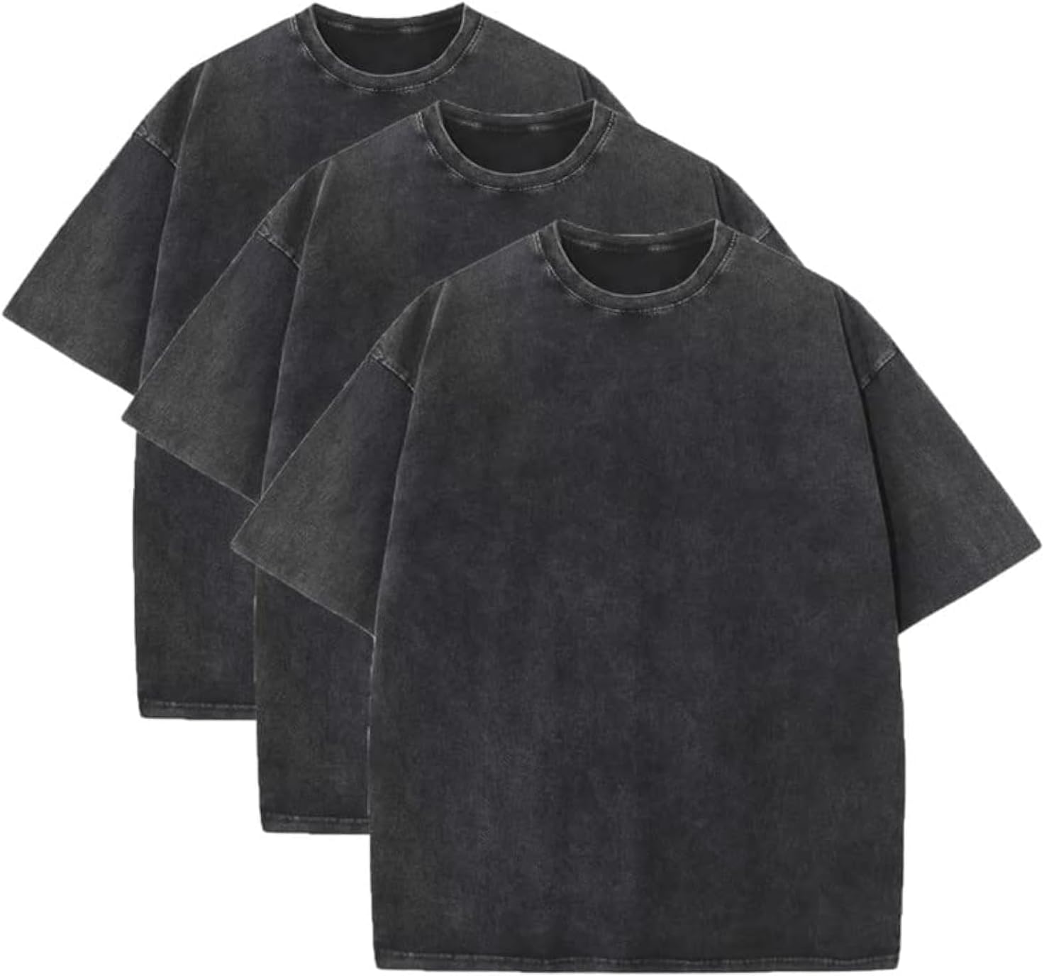 3 Pcs Men's Oversized Heavy Cotton Summer T-Shirts Vintage Tee Loose Fit Short Sleeve Casual Tshirts for Men Women - Image 7