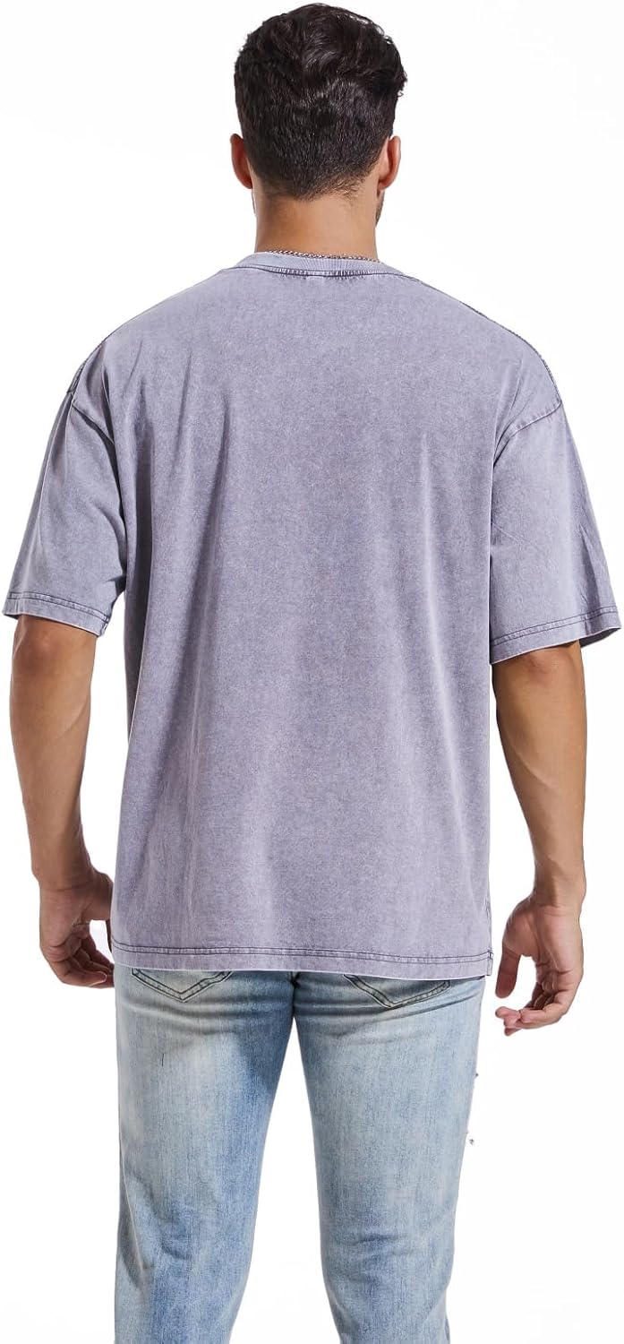 3 Pcs Men's Oversized Heavy Cotton Summer T-Shirts Vintage Tee Loose Fit Short Sleeve Casual Tshirts for Men Women - Image 5