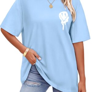 ADOREJOY Oversized Tshirts for Women Crewneck Summer Short Sleeve Loose Graphic Basic Tees