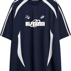 Aelfric Eden Oversized T Shirt Men 90s Shirt Unisex Streetwear Contrast Color Graphic Tees Casual Vintage Summer Tops