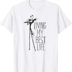 Amazon Essentials Men's Nightmare Before Christmas Jack Living My Best Life Graphic T-Shirt, White, Small