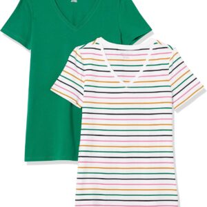 Amazon Essentials Women's Regular-Fit Short-Sleeve V-Neck T-Shirt, Multipacks