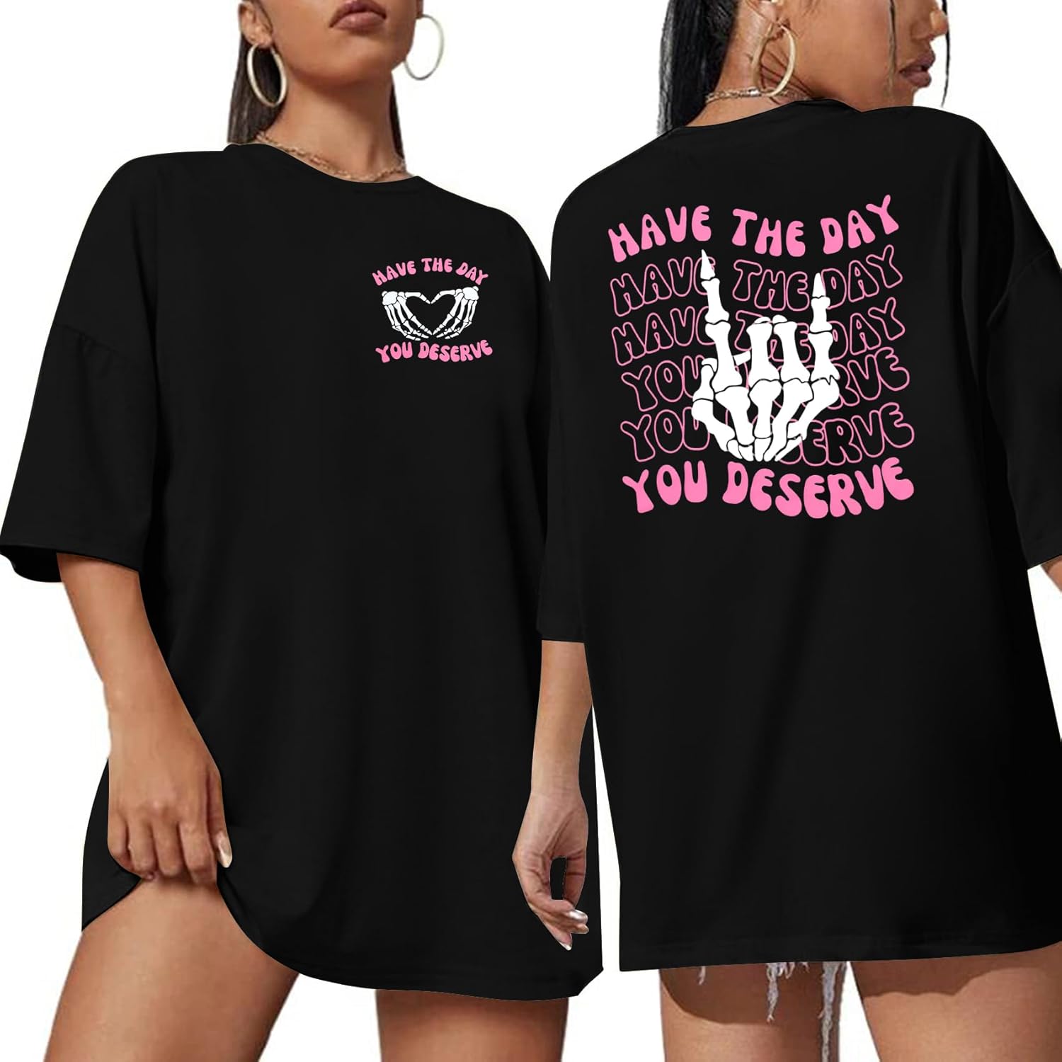 ASTANFY Oversized Tshirts for Women: Deserve Day Shirt Funny Skeleton Shirts Casual Oversized Graphic Tees Tops - Image 8