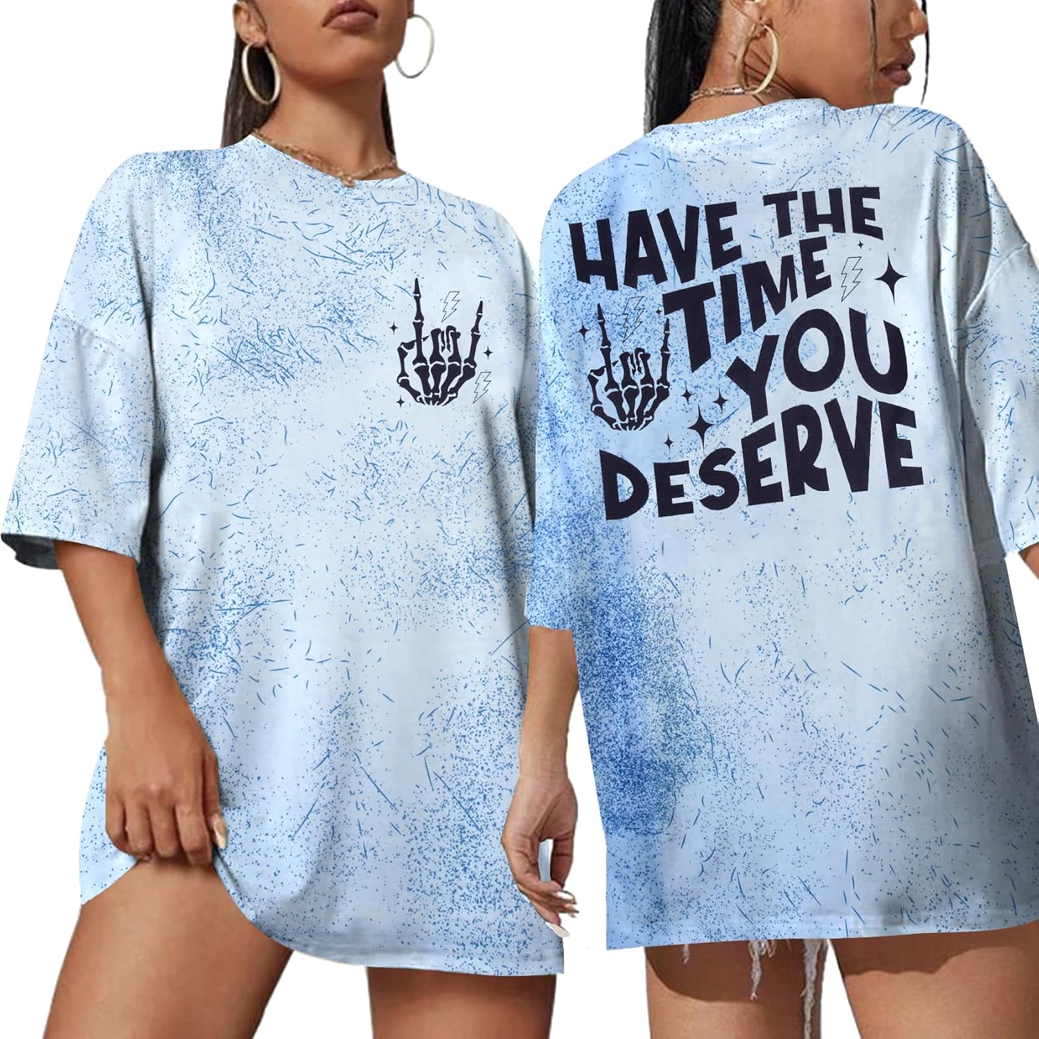 ASTANFY Oversized Tshirts for Women: Deserve Day Shirt Funny Skeleton Shirts Casual Oversized Graphic Tees Tops - Image 10