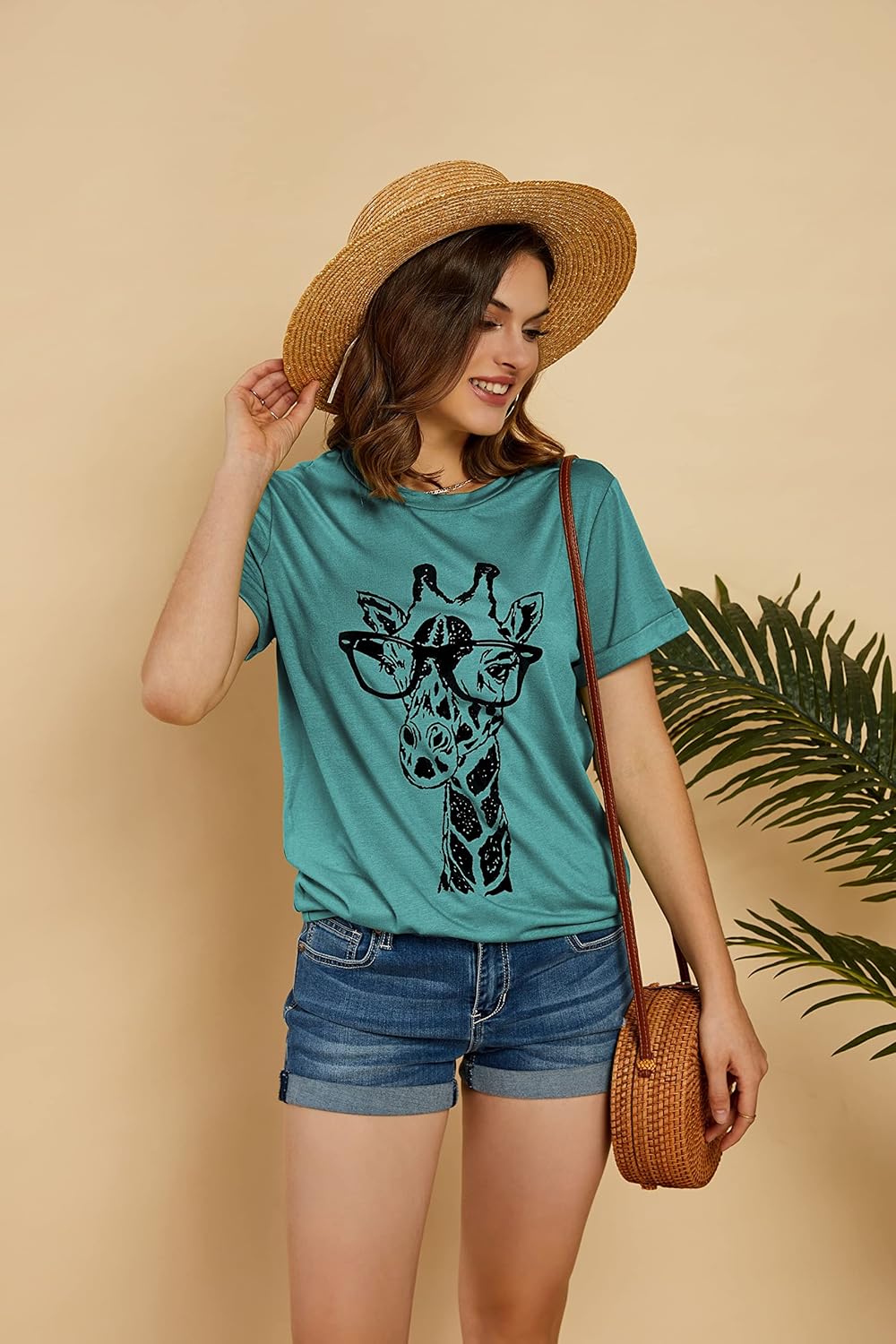Auburet Womens Giraffe T Shirt Summer Funny Graphic Short Sleeve Crewneck Tees Casual Shirt Tops - Image 3