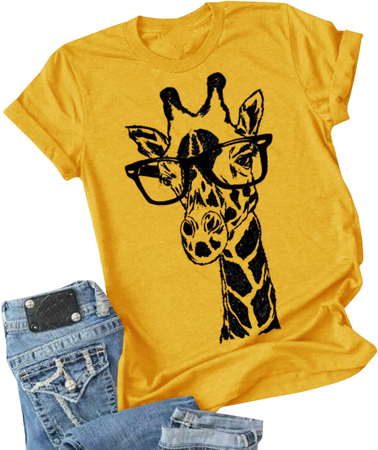 Auburet Womens Giraffe T Shirt Summer Funny Graphic Short Sleeve Crewneck Tees Casual Shirt Tops - Image 5
