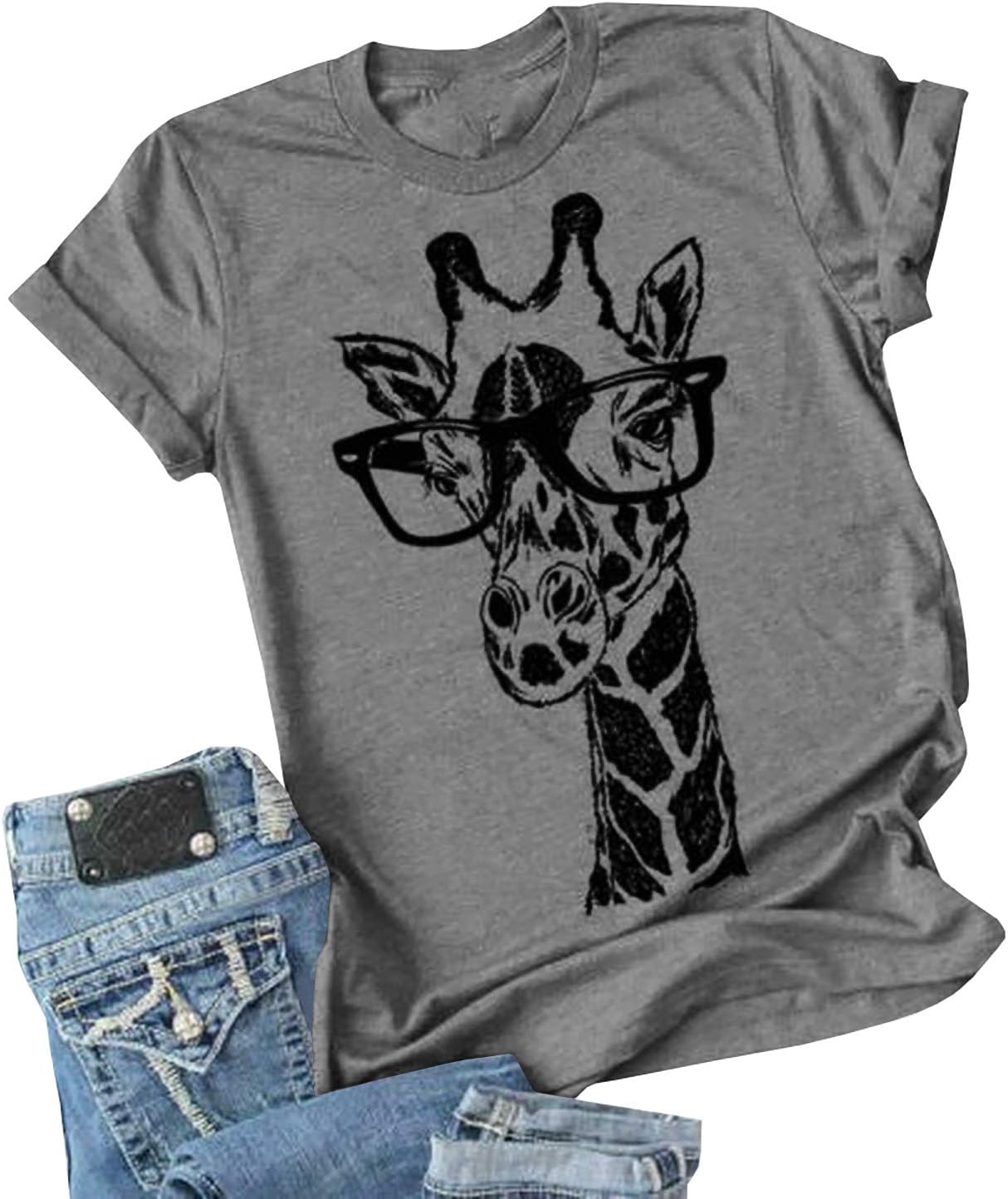 Auburet Womens Giraffe T Shirt Summer Funny Graphic Short Sleeve Crewneck Tees Casual Shirt Tops - Image 12