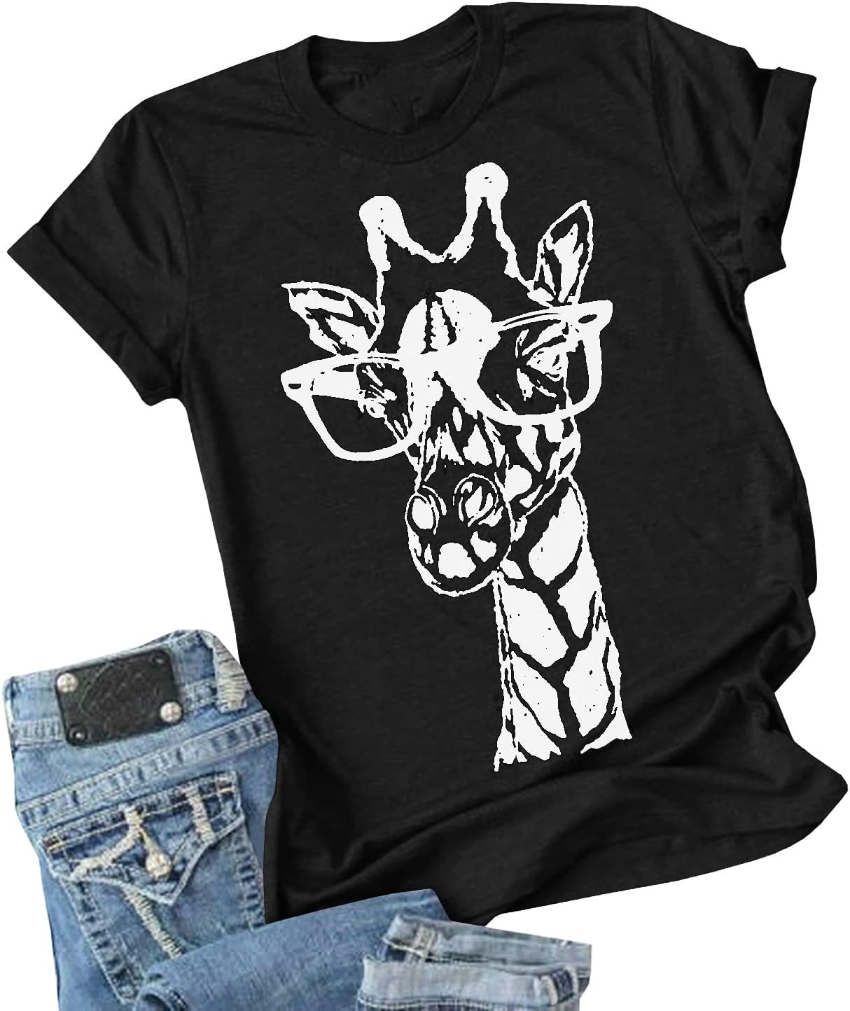 Auburet Womens Giraffe T Shirt Summer Funny Graphic Short Sleeve Crewneck Tees Casual Shirt Tops - Image 13