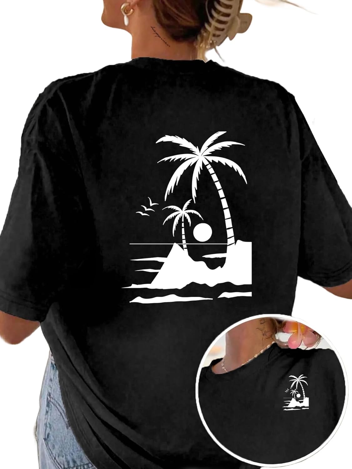 Avanova Women Graphic Letter Print Oversized T Shirt Short Sleeve Casual Summer Loose Fit Tee Top - Image 24