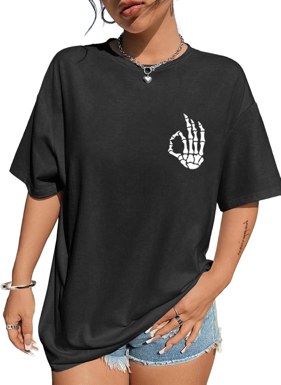 Avanova Women Graphic Letter Print Oversized T Shirt Short Sleeve Casual Summer Loose Fit Tee Top - Image 2