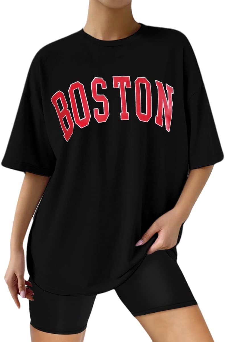 Avanova Women Graphic Letter Print Oversized T Shirt Short Sleeve Casual Summer Loose Fit Tee Top - Image 20