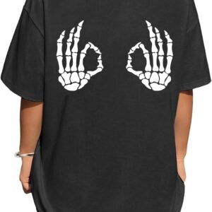 Avanova Women Graphic Letter Print Oversized T Shirt Short Sleeve Casual Summer Loose Fit Tee Top