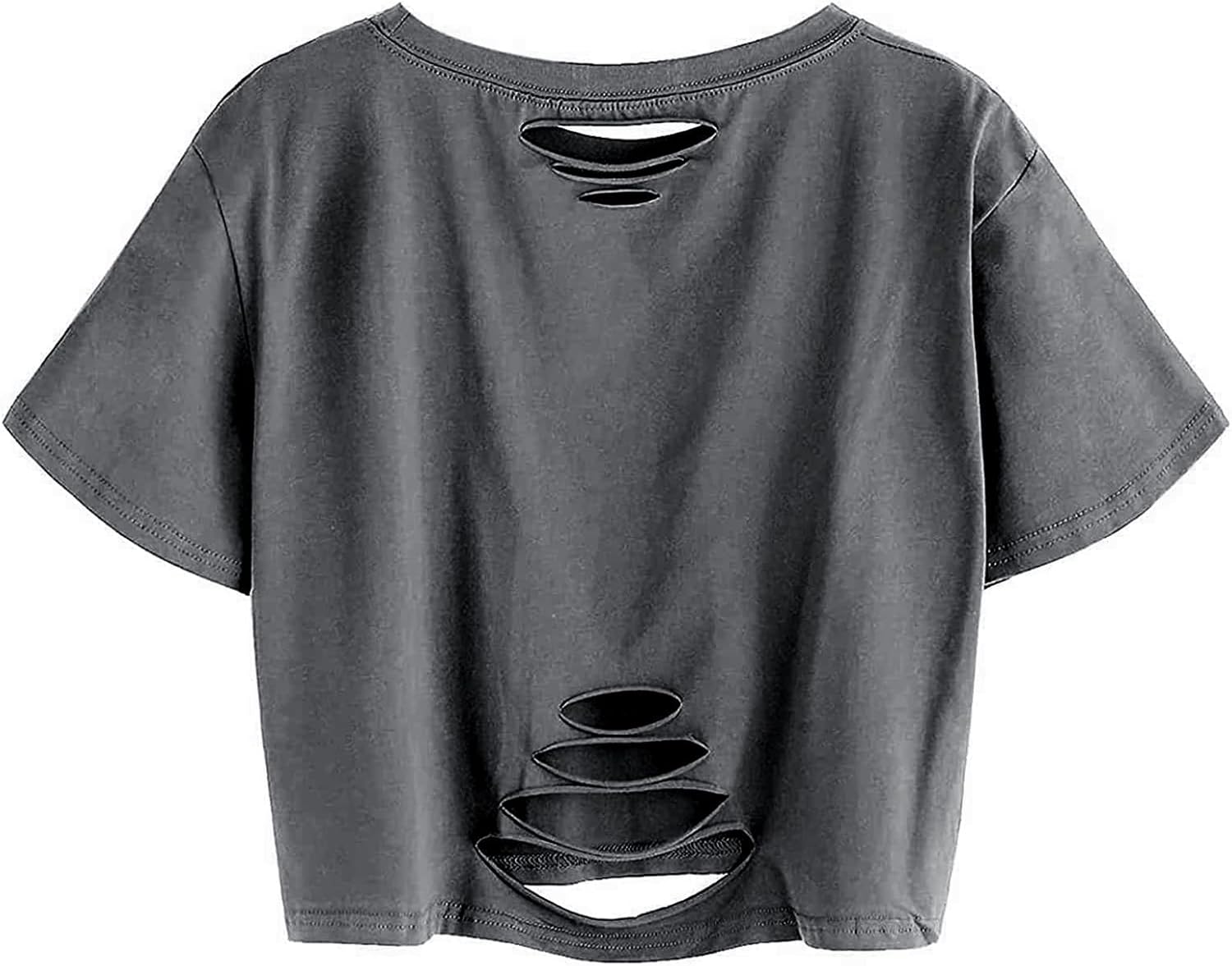 Avanova Women Los Angeles Graphic Distressed Oversized Crop Top Short Sleeve Ripped Boxy Loose Tee Shirt - Image 2