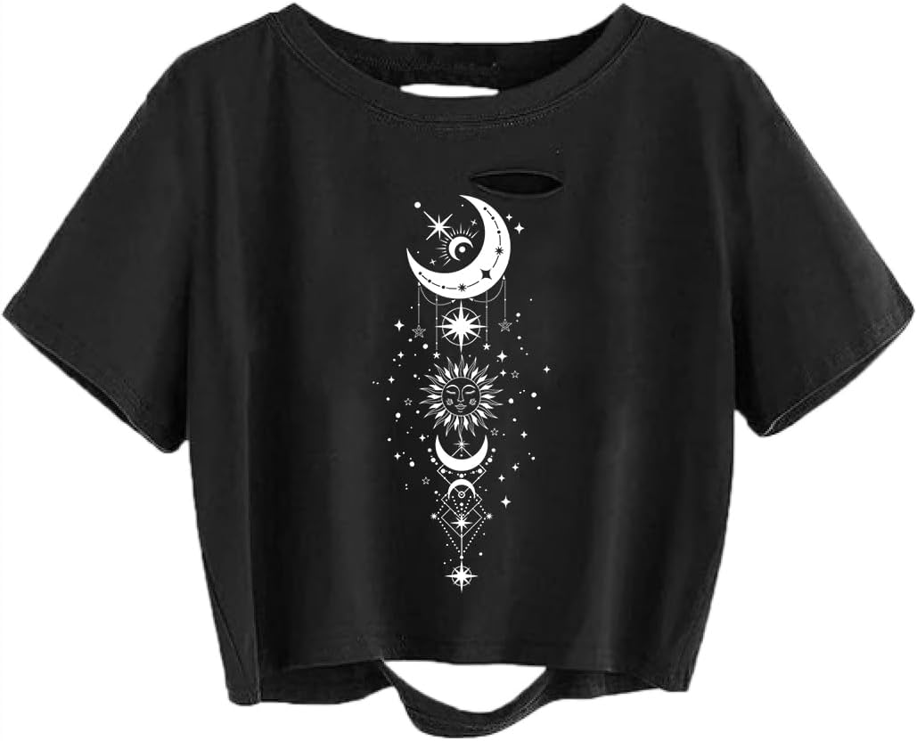 Avanova Women Los Angeles Graphic Distressed Oversized Crop Top Short Sleeve Ripped Boxy Loose Tee Shirt - Image 12