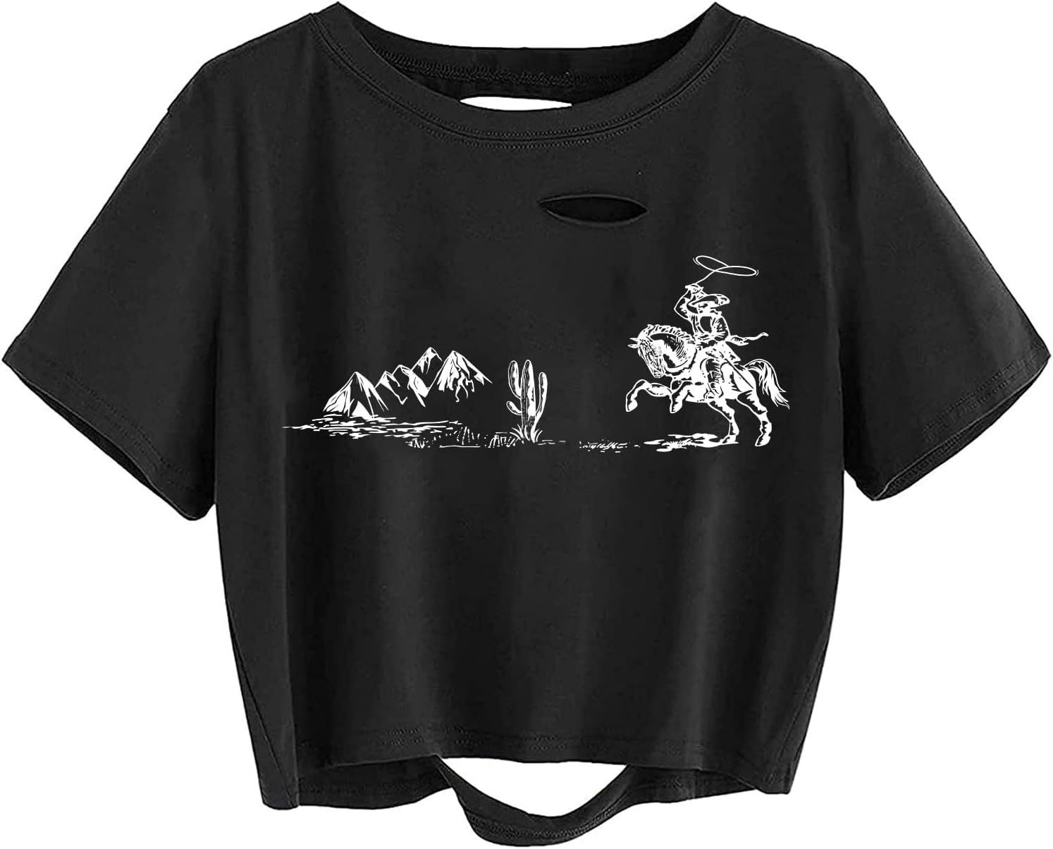 Avanova Women Los Angeles Graphic Distressed Oversized Crop Top Short Sleeve Ripped Boxy Loose Tee Shirt - Image 18