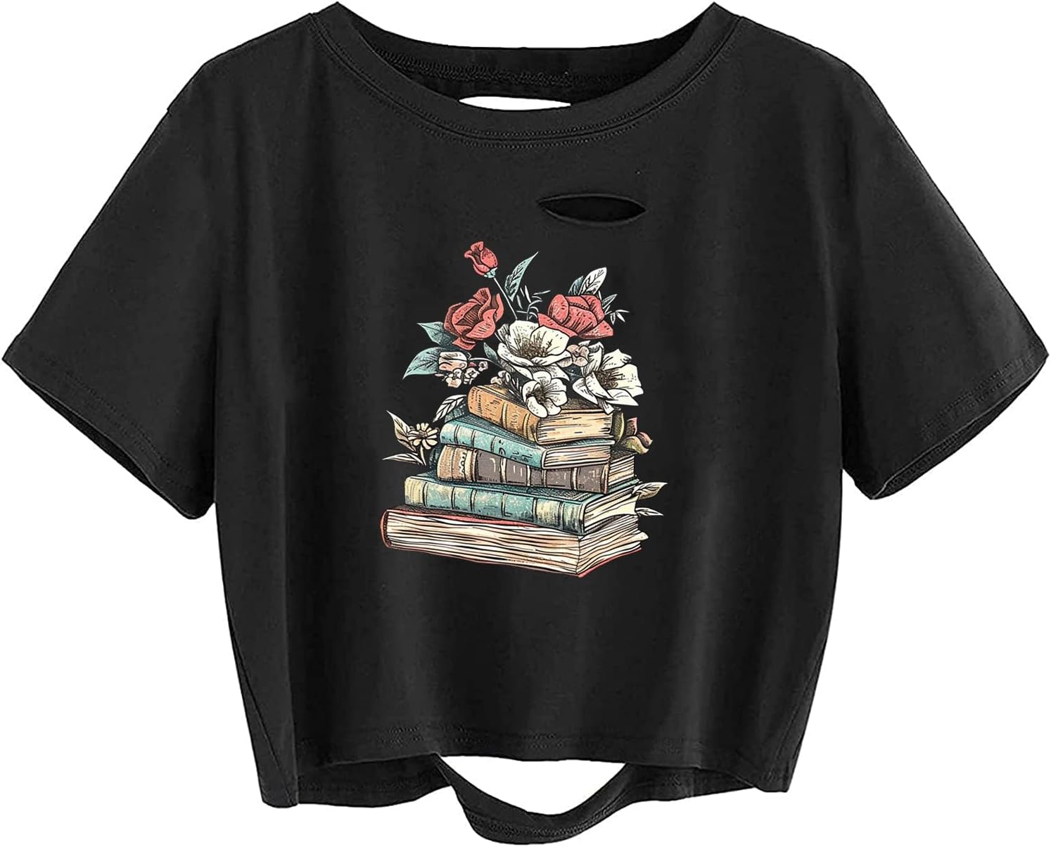 Avanova Women Los Angeles Graphic Distressed Oversized Crop Top Short Sleeve Ripped Boxy Loose Tee Shirt - Image 20