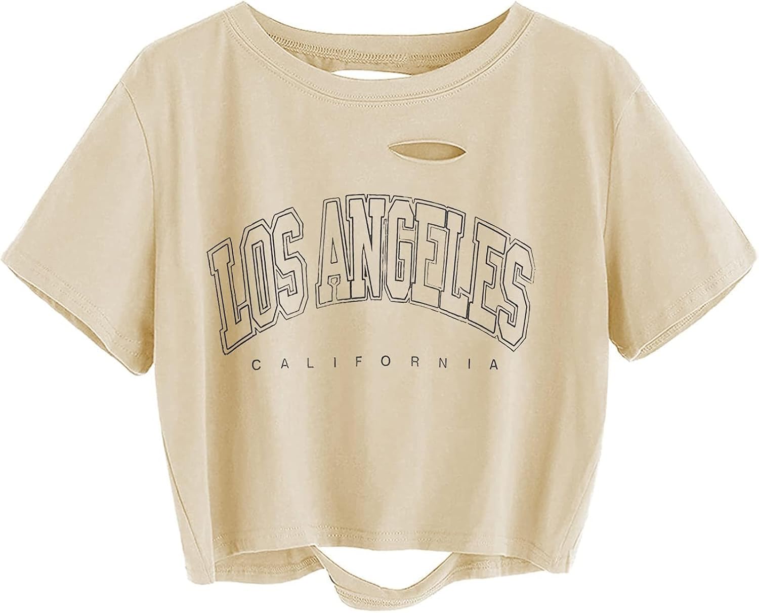 Avanova Women Los Angeles Graphic Distressed Oversized Crop Top Short Sleeve Ripped Boxy Loose Tee Shirt - Image 24