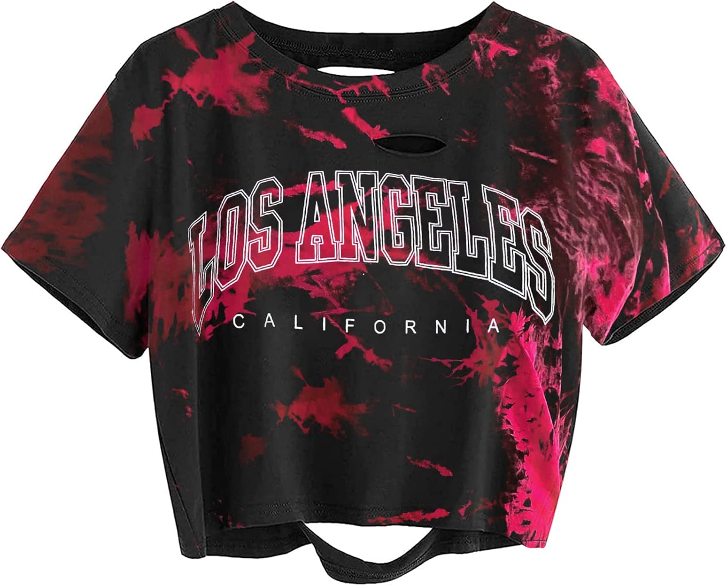 Avanova Women Los Angeles Graphic Distressed Oversized Crop Top Short Sleeve Ripped Boxy Loose Tee Shirt - Image 9