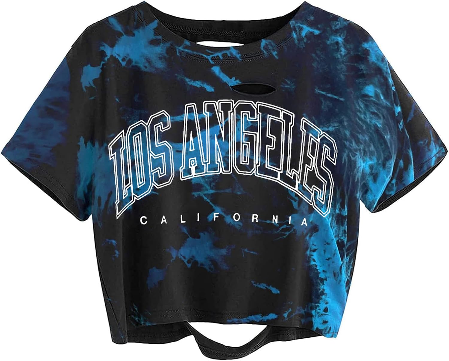 Avanova Women Los Angeles Graphic Distressed Oversized Crop Top Short Sleeve Ripped Boxy Loose Tee Shirt - Image 16