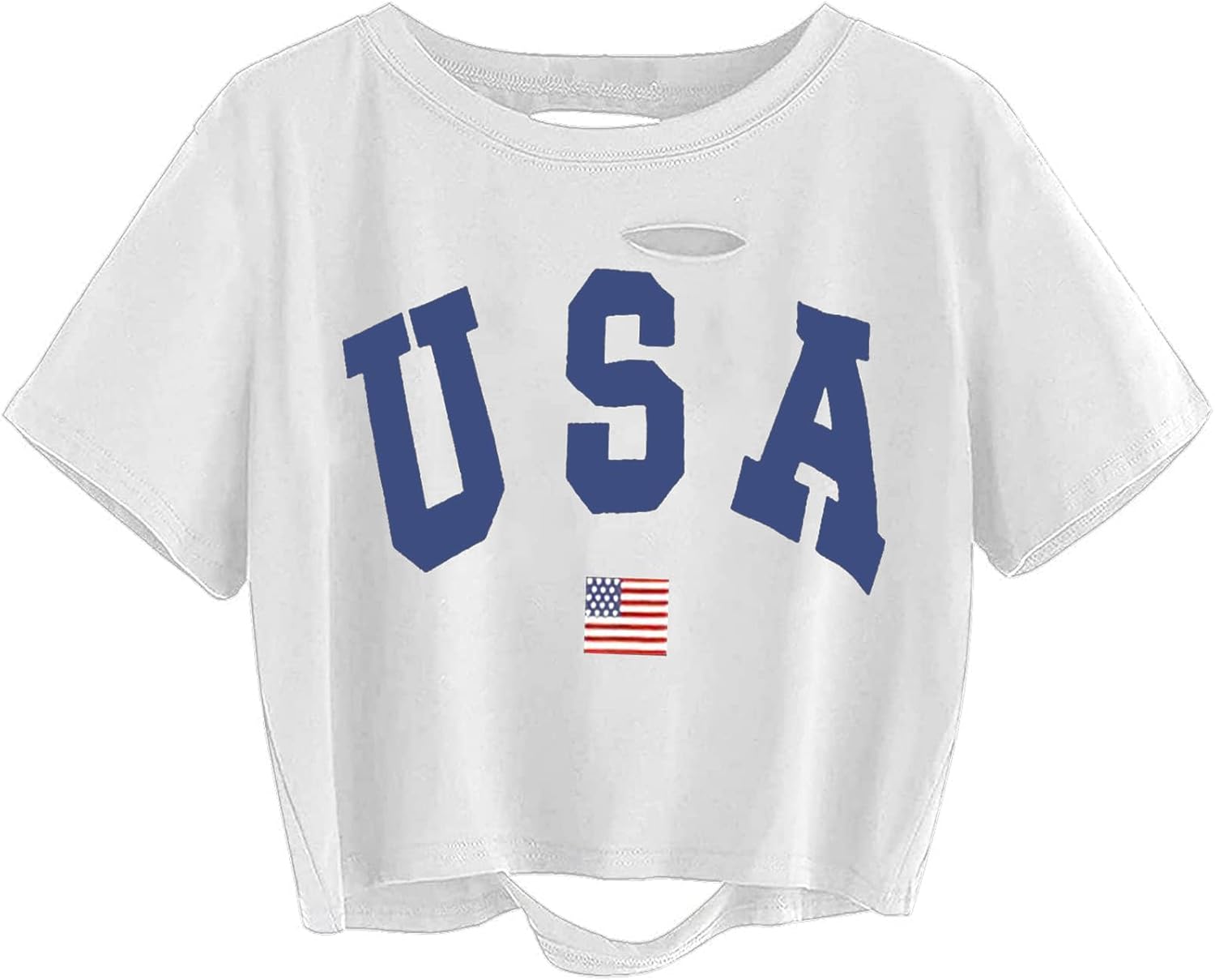 Avanova Women Skull Finger Graphic Distressed Tee Shirt Ripped Short Sleeve Crop Tops - Image 16