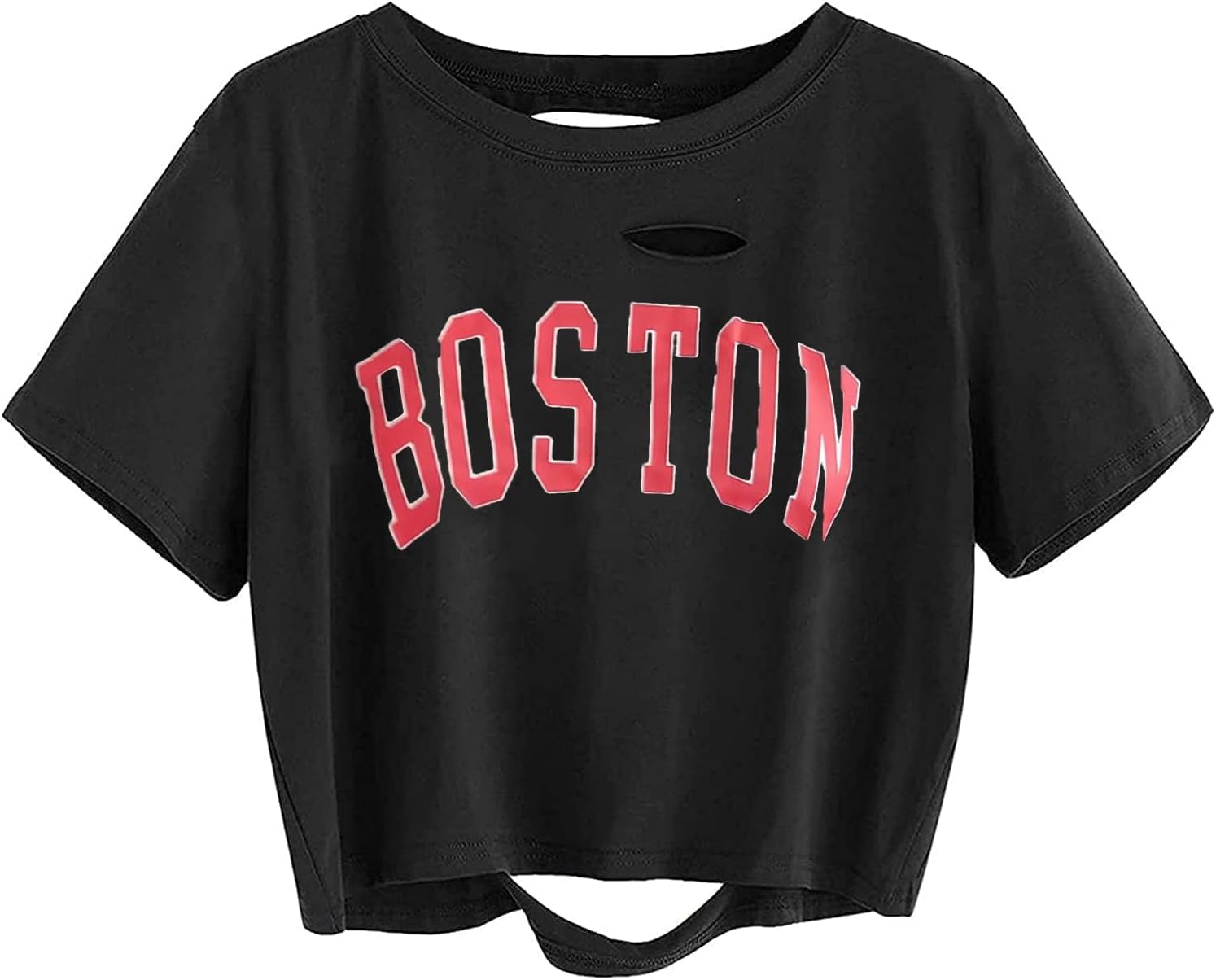 Avanova Women Skull Finger Graphic Distressed Tee Shirt Ripped Short Sleeve Crop Tops - Image 14