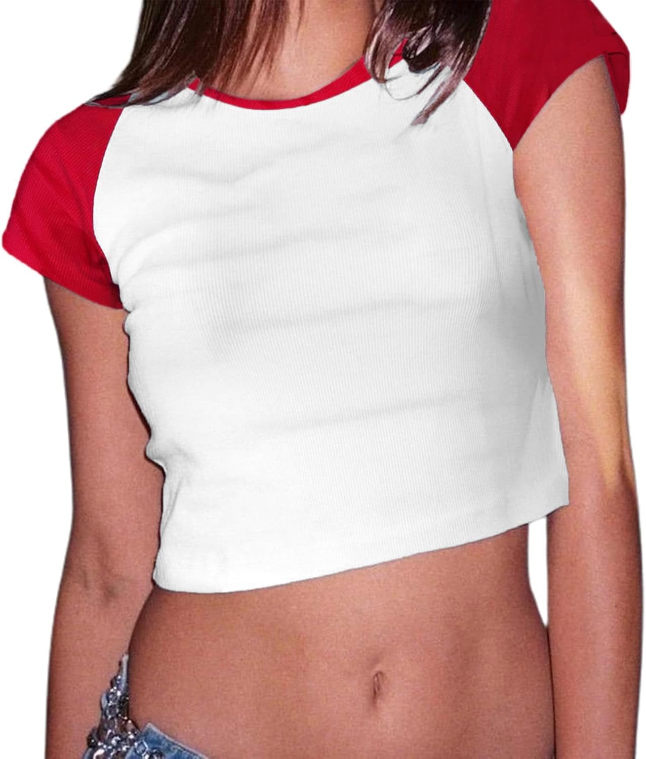 Avanova Women's Letter Print Tee Short Sleeve Round Neck Slim Fit Crop Top T Shirt - Image 4