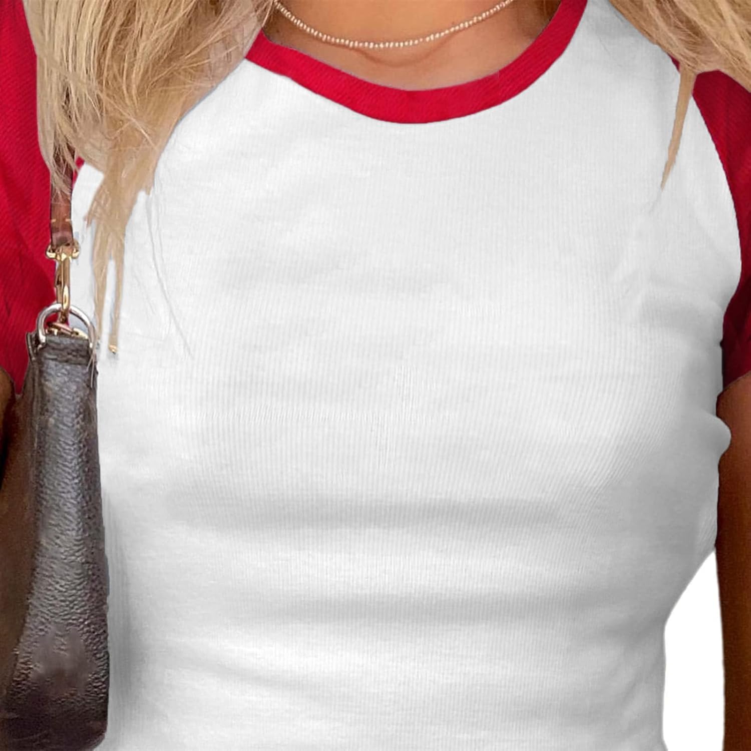 Avanova Women's Letter Print Tee Short Sleeve Round Neck Slim Fit Crop Top T Shirt - Image 5