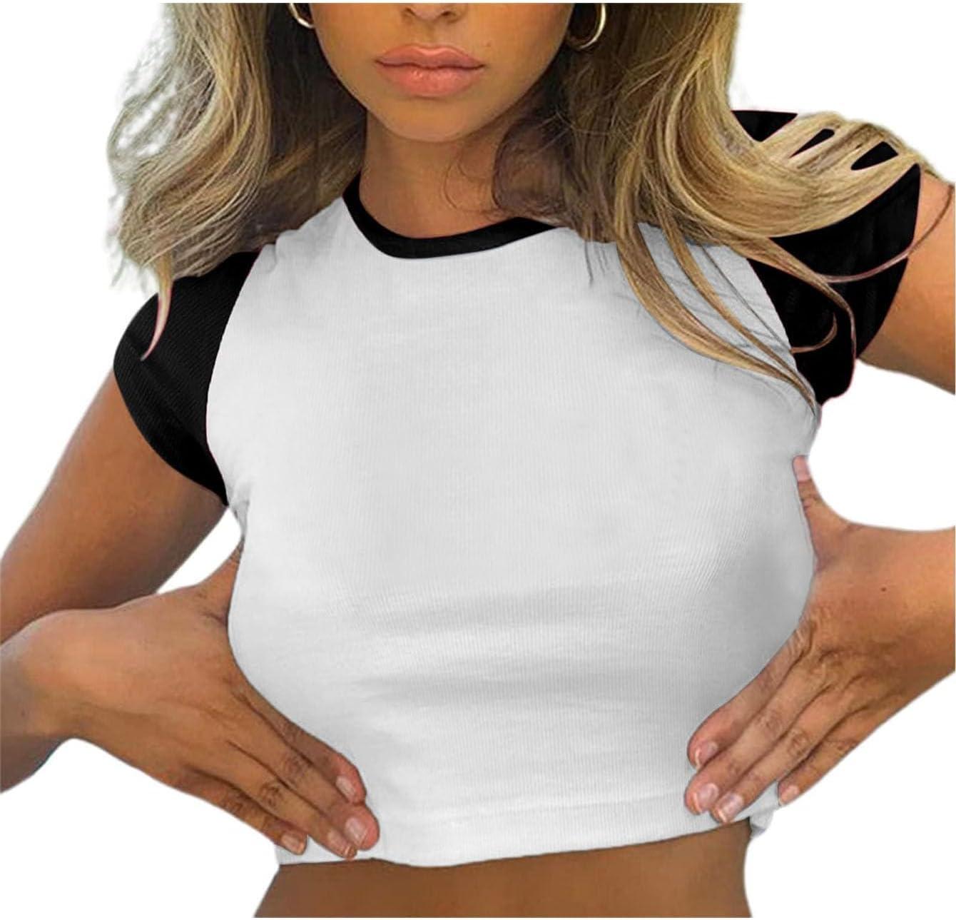 Avanova Women's Letter Print Tee Short Sleeve Round Neck Slim Fit Crop Top T Shirt - Image 13