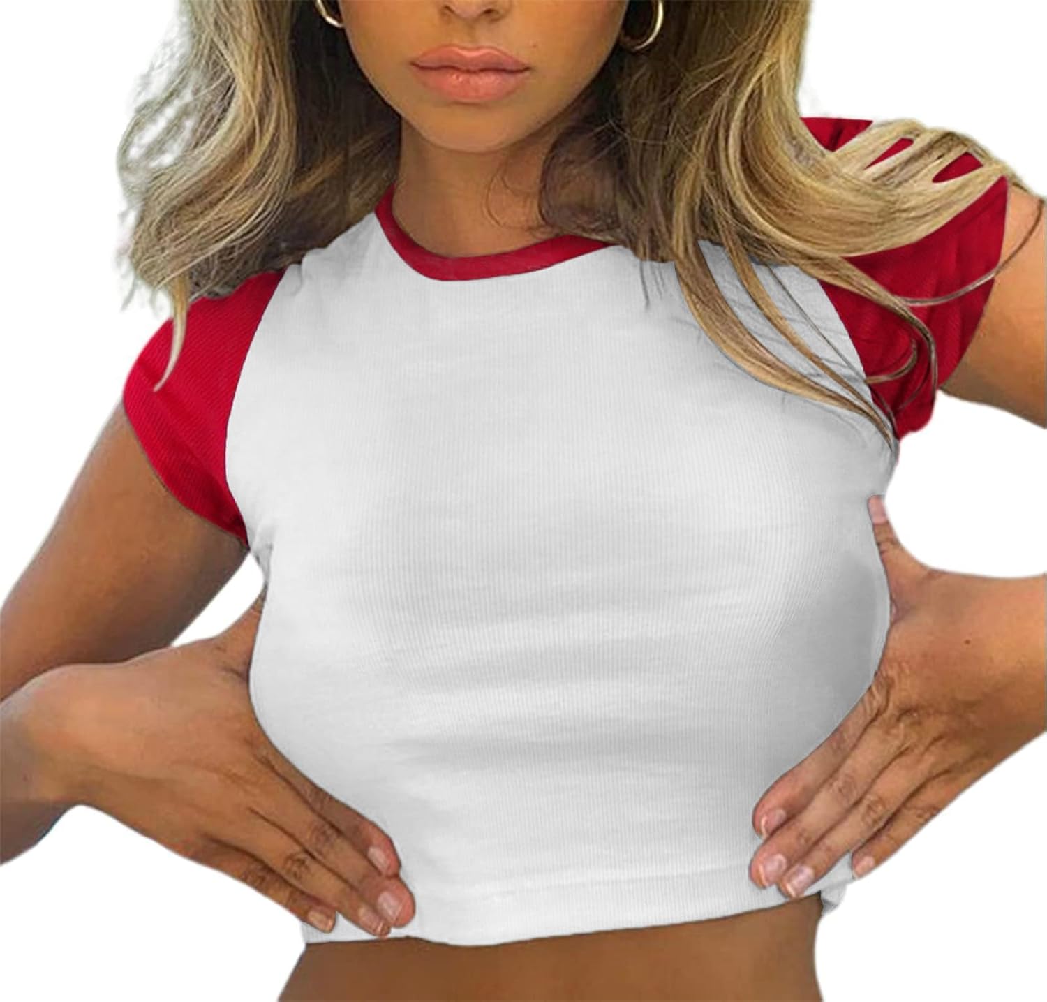 Avanova Women's Letter Print Tee Short Sleeve Round Neck Slim Fit Crop Top T Shirt