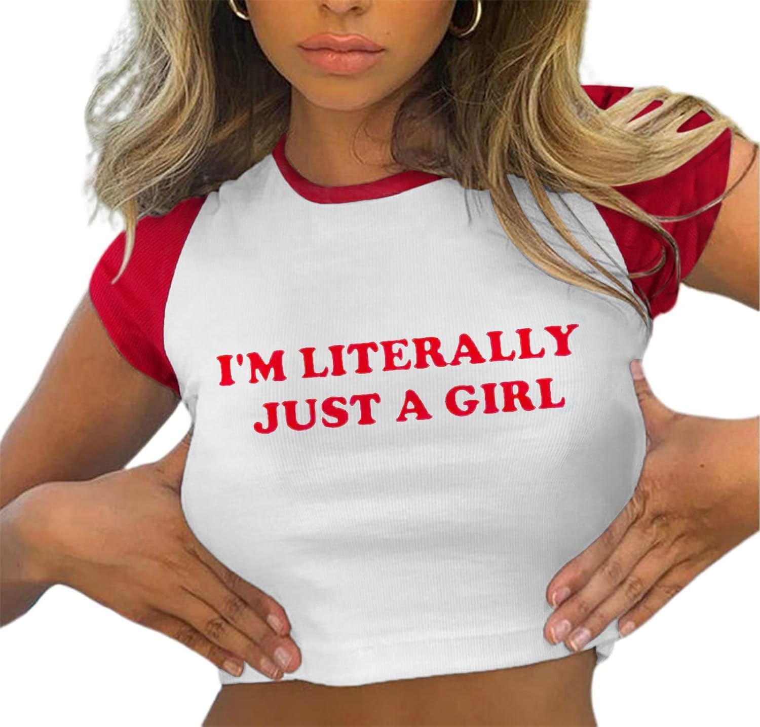 Avanova Women's Letter Print Tee Short Sleeve Round Neck Slim Fit Crop Top T Shirt - Image 12