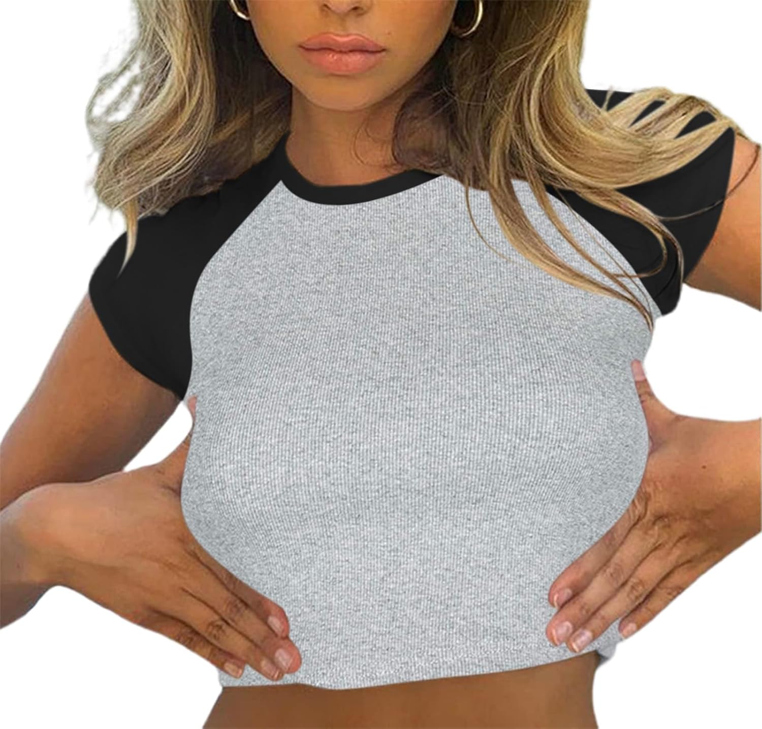 Avanova Women's Letter Print Tee Short Sleeve Round Neck Slim Fit Crop Top T Shirt - Image 7