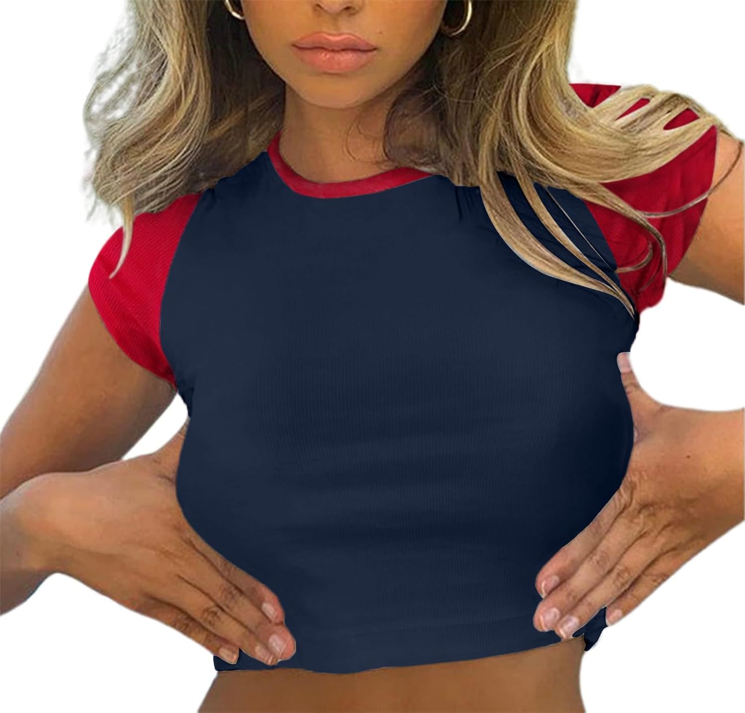 Avanova Women's Letter Print Tee Short Sleeve Round Neck Slim Fit Crop Top T Shirt - Image 14