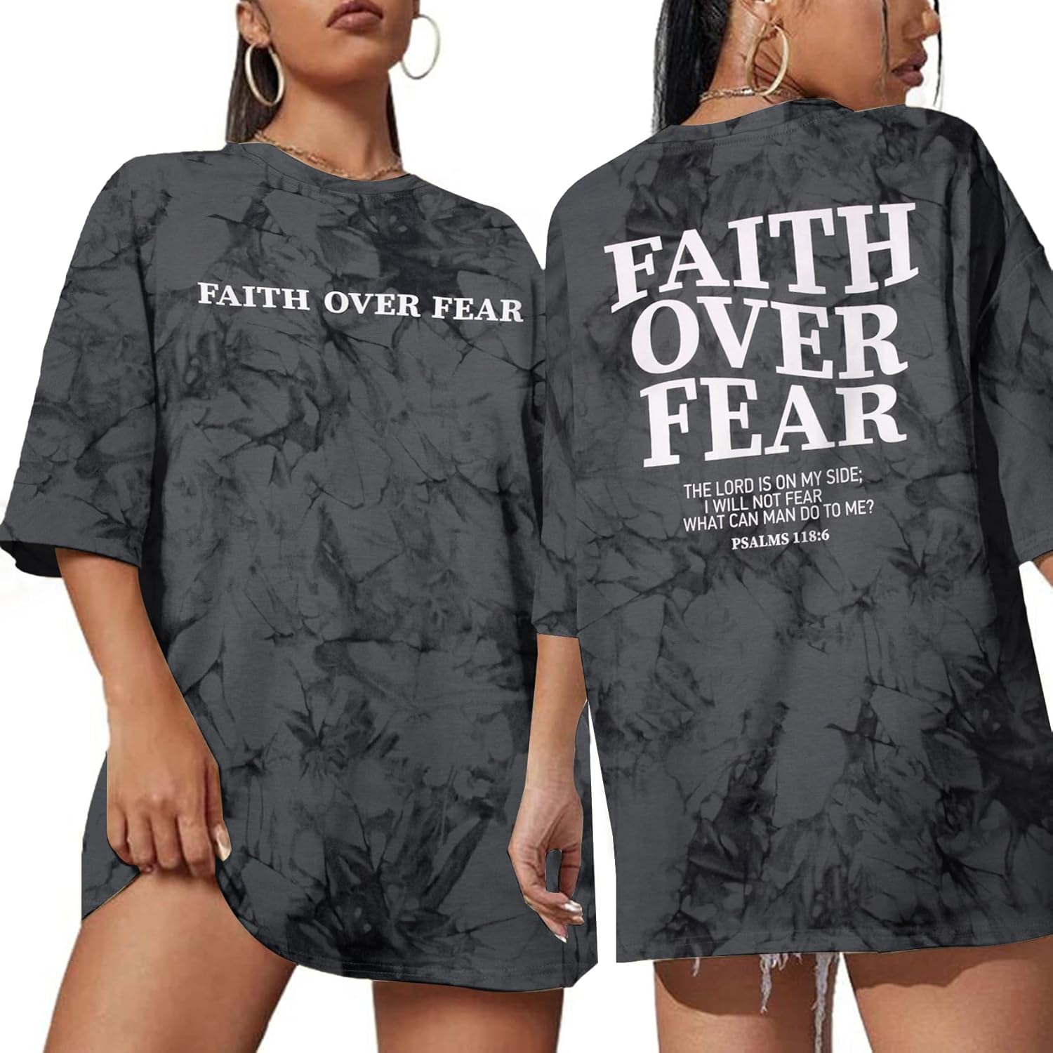 BANGELY Faith Over Fear Shirt Women Graphic Shirts Oversized Workout Gym Christian Religious Tees Drop Shoulder Tee Tops - Image 11