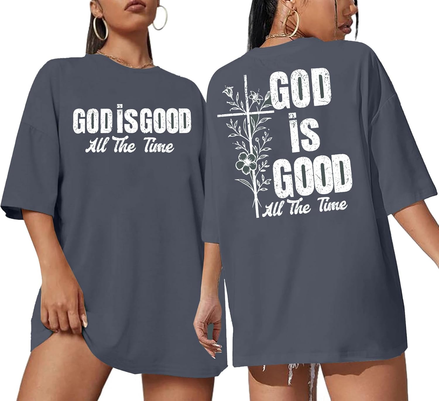 BANGELY Faith Over Fear Shirt Women Graphic Shirts Oversized Workout Gym Christian Religious Tees Drop Shoulder Tee Tops - Image 14