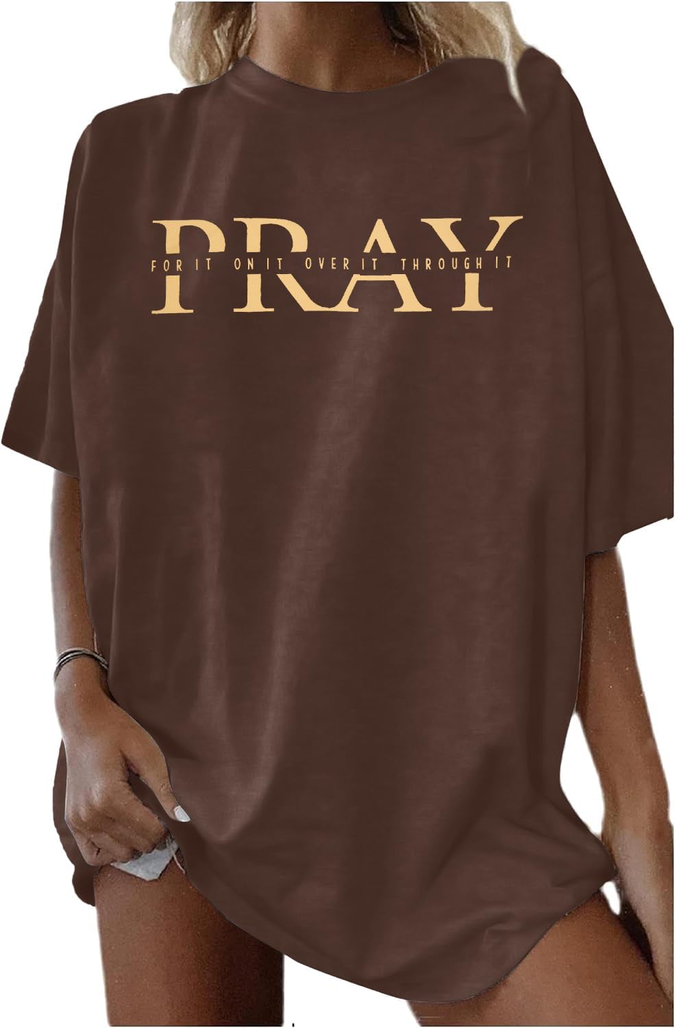 BANGELY Faith Over Fear Shirt Women Graphic Shirts Oversized Workout Gym Christian Religious Tees Drop Shoulder Tee Tops - Image 20