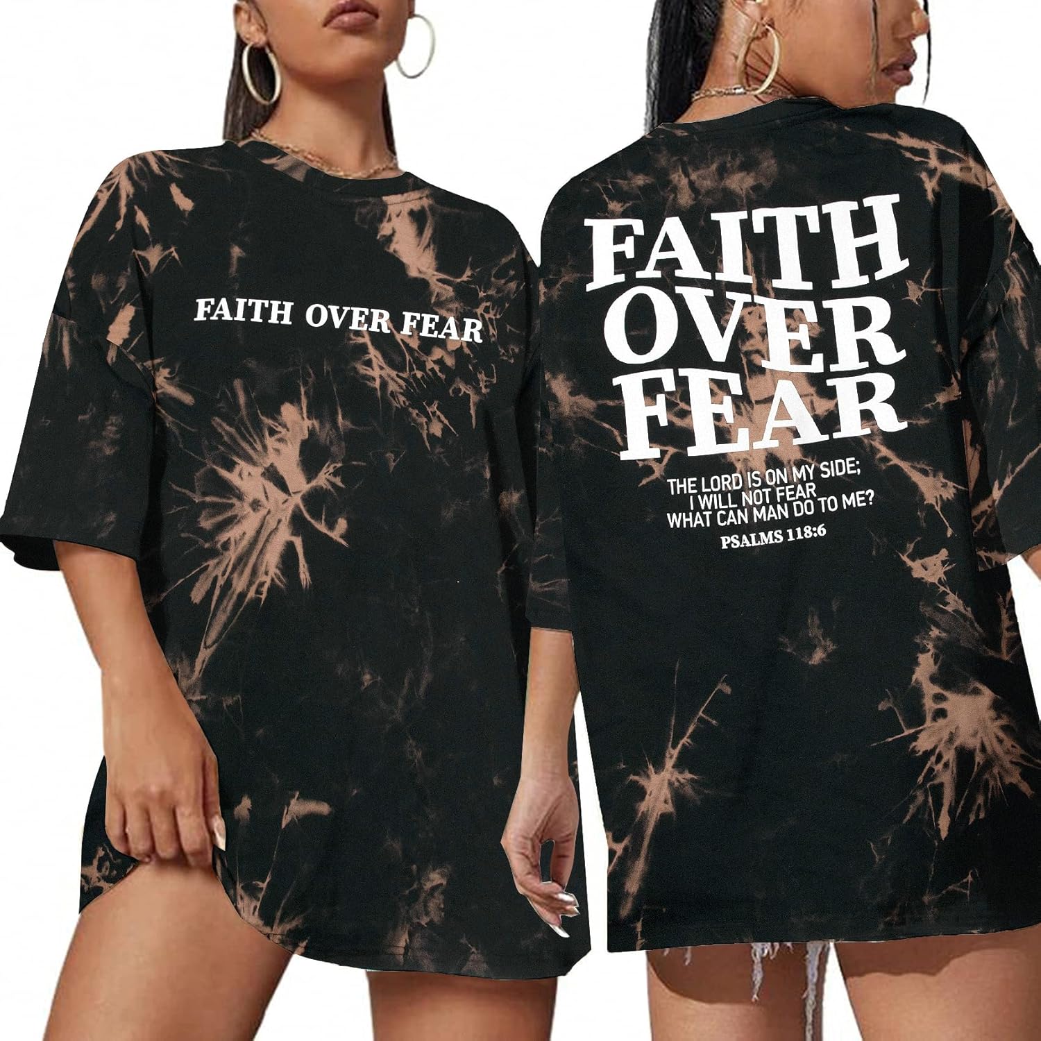 BANGELY Faith Over Fear Shirt Women Graphic Shirts Oversized Workout Gym Christian Religious Tees Drop Shoulder Tee Tops - Image 8