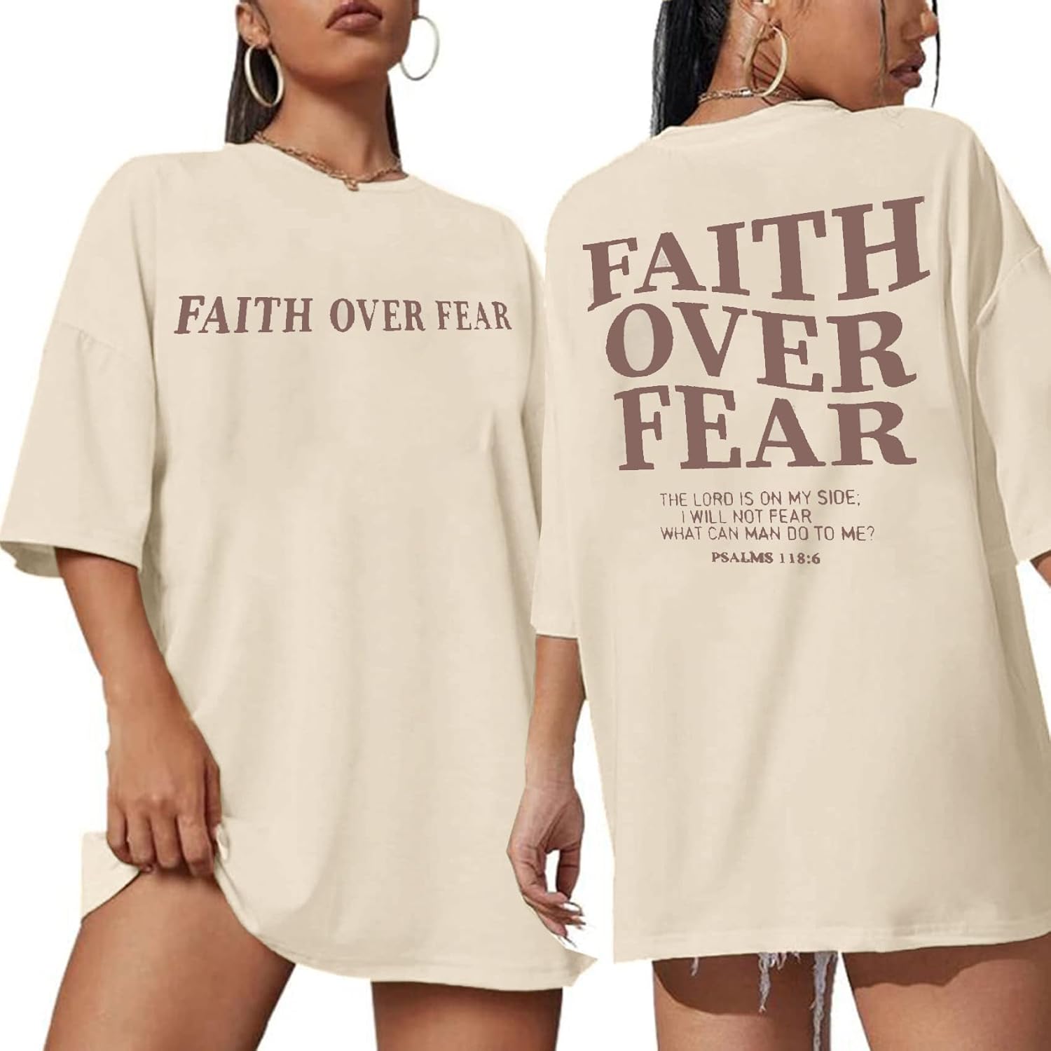 BANGELY Faith Over Fear Shirt Women Graphic Shirts Oversized Workout Gym Christian Religious Tees Drop Shoulder Tee Tops - Image 9