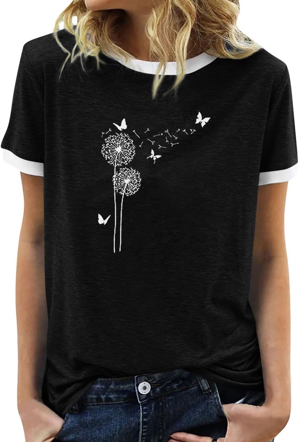 BAOKUAN Womens Summer Flower Graphic Tee Hort Sleeves Casual Round Neck Loose Fit Tops - Image 12