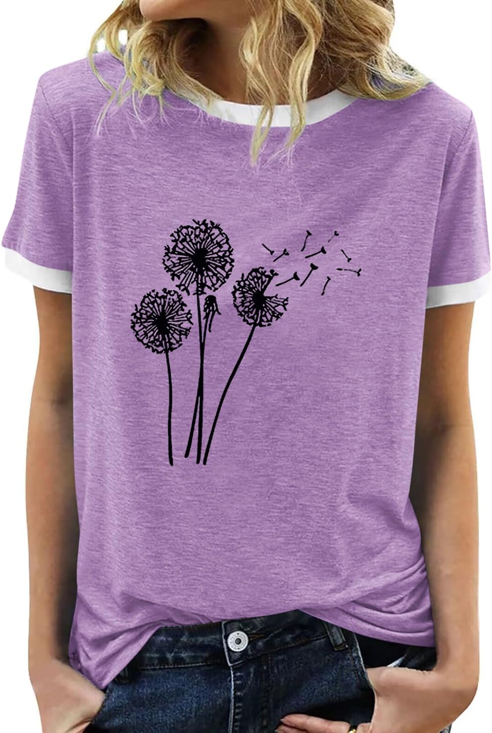 BAOKUAN Womens Summer Flower Graphic Tee Hort Sleeves Casual Round Neck Loose Fit Tops - Image 8