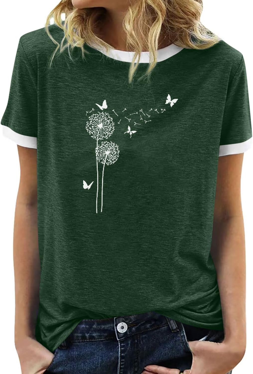 BAOKUAN Womens Summer Flower Graphic Tee Hort Sleeves Casual Round Neck Loose Fit Tops