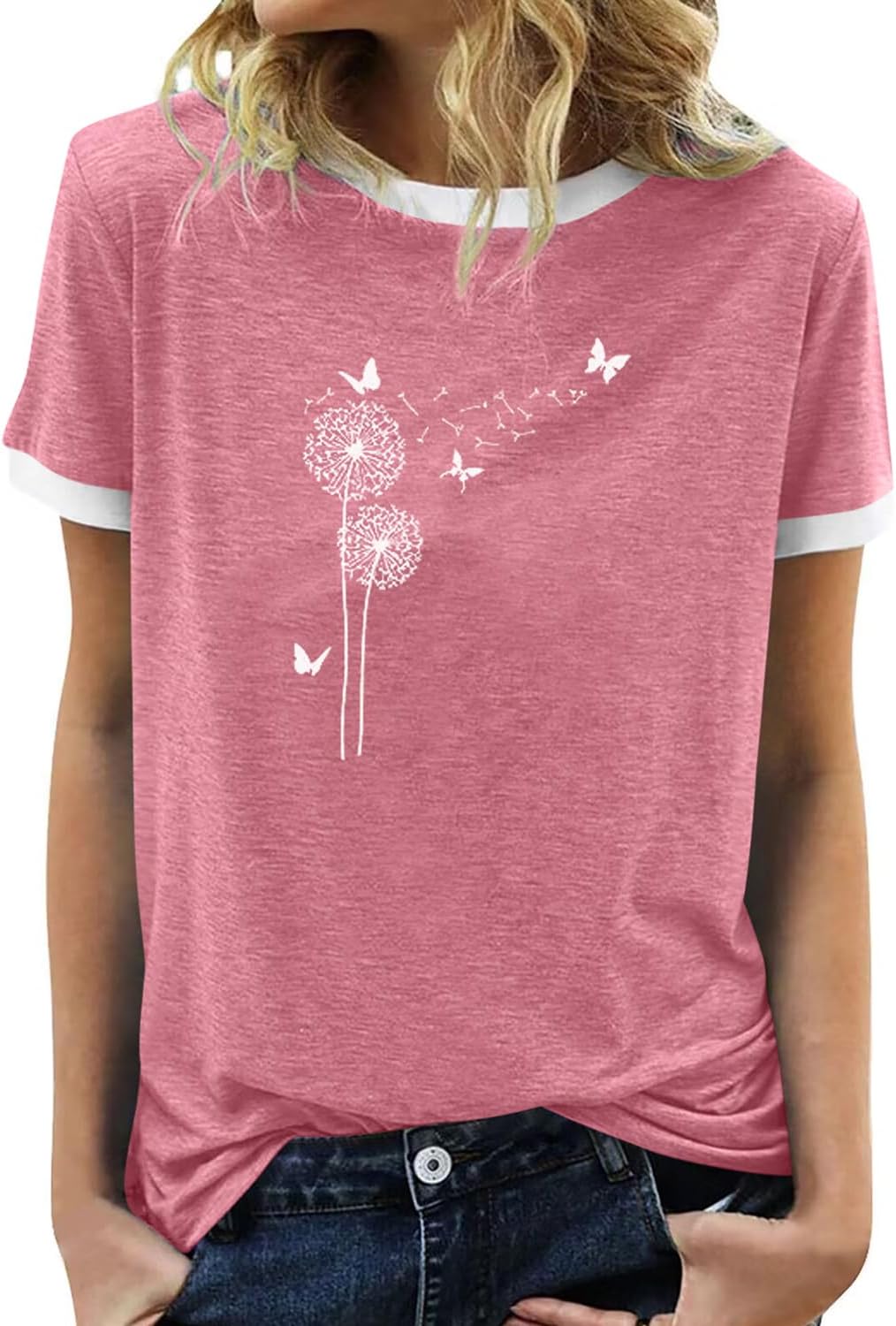 BAOKUAN Womens Summer Flower Graphic Tee Hort Sleeves Casual Round Neck Loose Fit Tops - Image 18