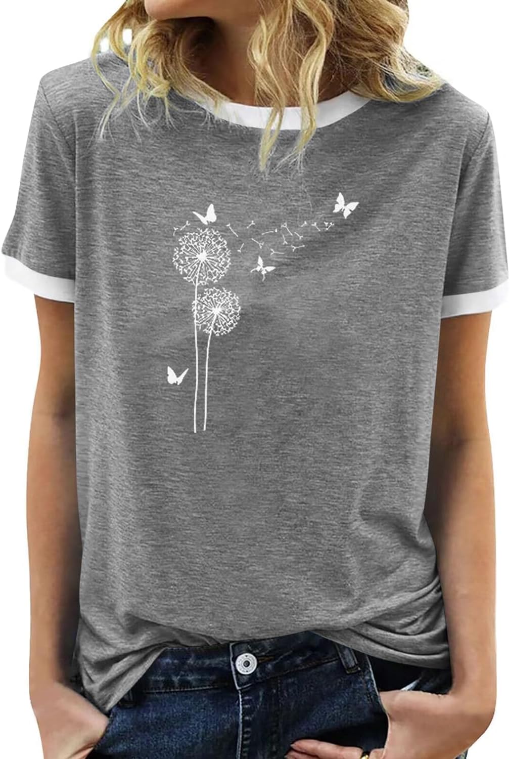 BAOKUAN Womens Summer Flower Graphic Tee Hort Sleeves Casual Round Neck Loose Fit Tops - Image 13