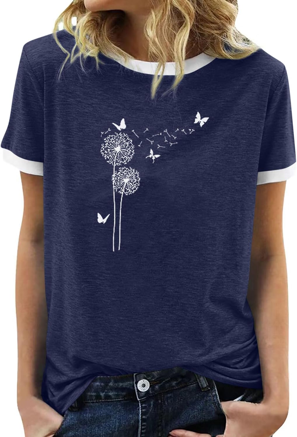 BAOKUAN Womens Summer Flower Graphic Tee Hort Sleeves Casual Round Neck Loose Fit Tops - Image 16