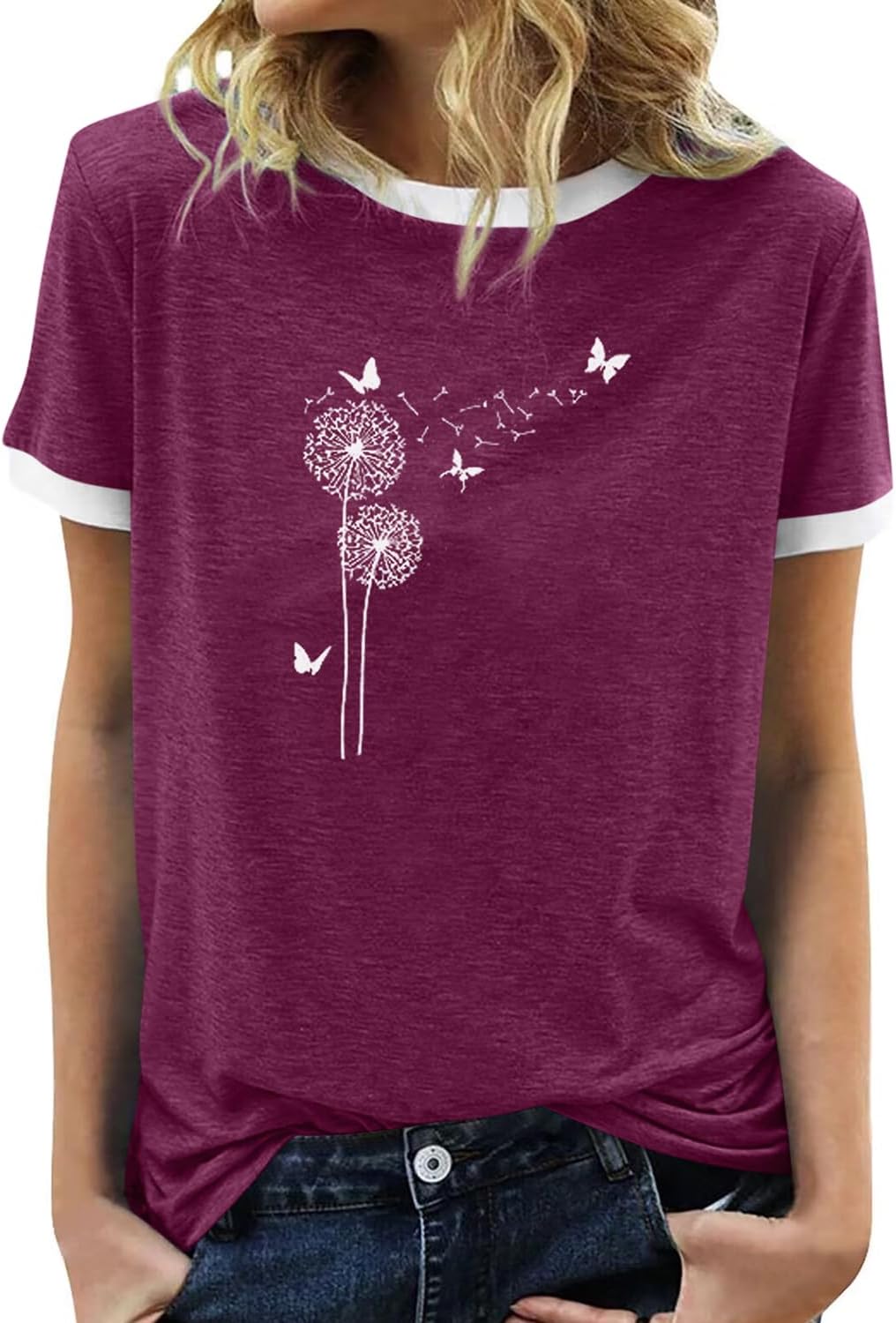 BAOKUAN Womens Summer Flower Graphic Tee Hort Sleeves Casual Round Neck Loose Fit Tops - Image 9