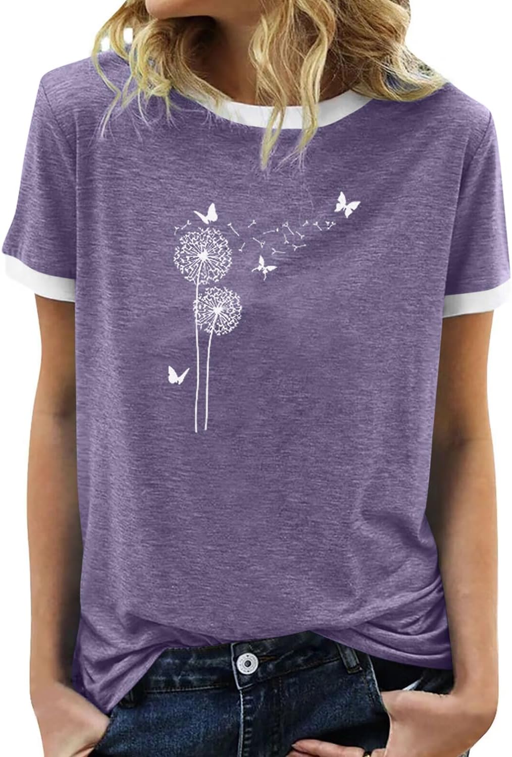 BAOKUAN Womens Summer Flower Graphic Tee Hort Sleeves Casual Round Neck Loose Fit Tops - Image 17