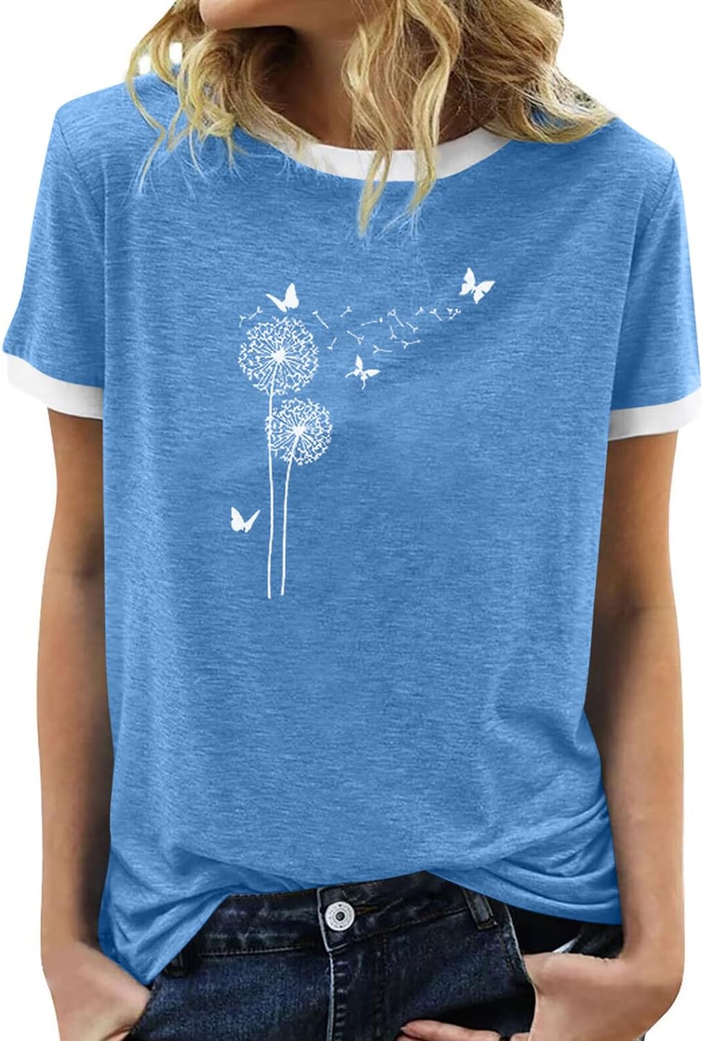 BAOKUAN Womens Summer Flower Graphic Tee Hort Sleeves Casual Round Neck Loose Fit Tops - Image 10