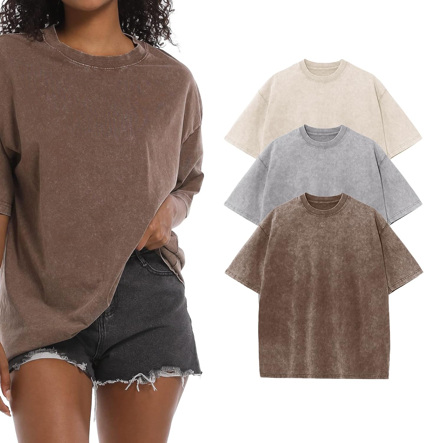 BINTEHGS Oversized Grunge Vintage t Shirts for Women Short Sleeve Cotton Casual Baggy Tees Teens Trendy Crew Neck Loose Tops - Image 18