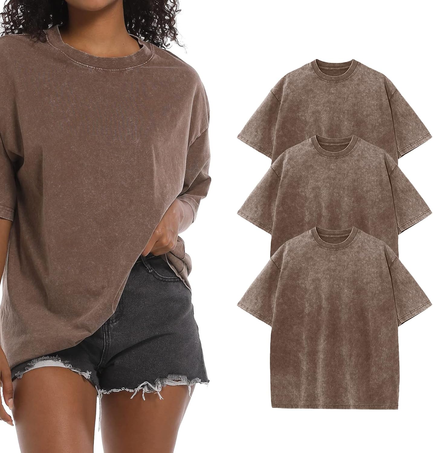 BINTEHGS Oversized Grunge Vintage t Shirts for Women Short Sleeve Cotton Casual Baggy Tees Teens Trendy Crew Neck Loose Tops - Image 5