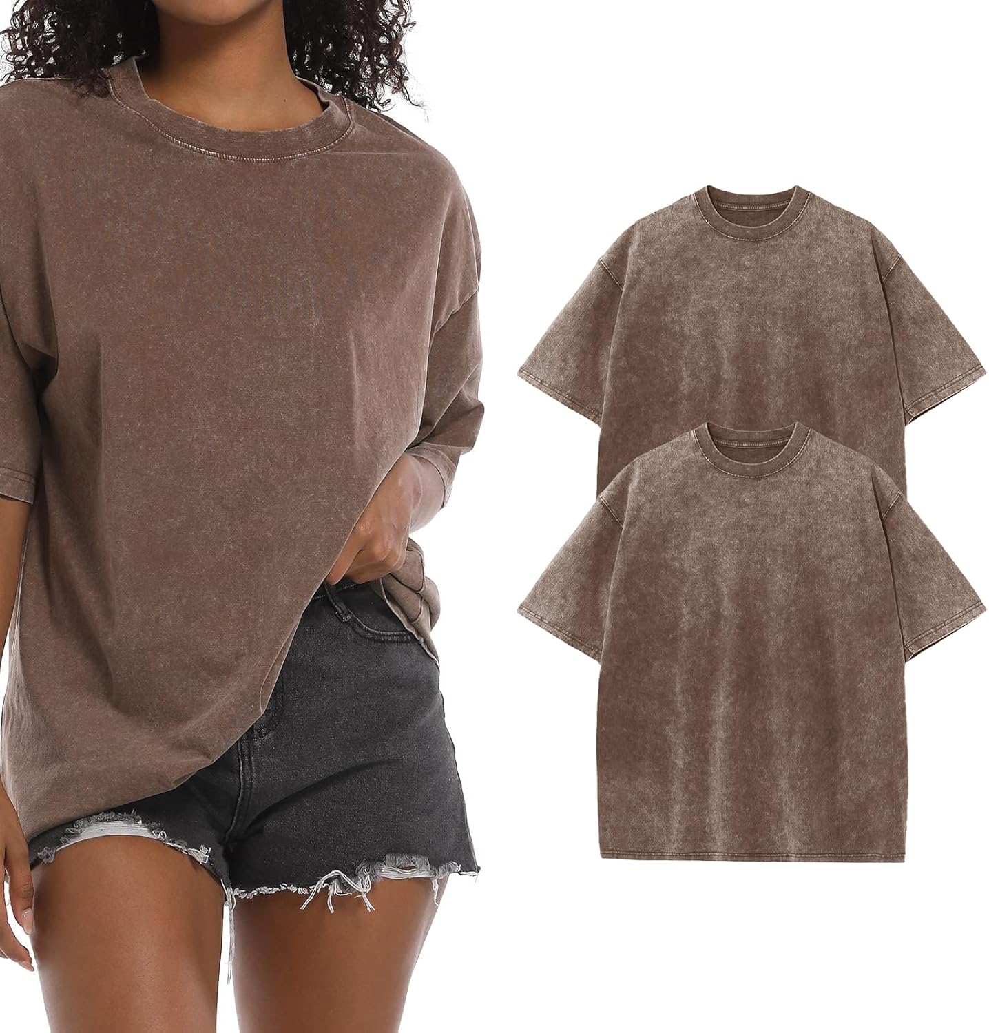 BINTEHGS Oversized Grunge Vintage t Shirts for Women Short Sleeve Cotton Casual Baggy Tees Teens Trendy Crew Neck Loose Tops - Image 21